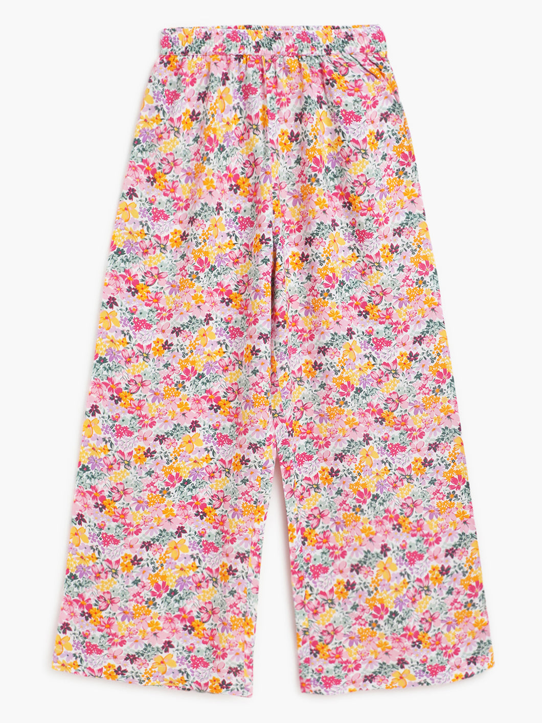 Campana Girls Chelsea Ankle Length Culottes Trousers - Multi Floral Print - Pink