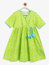 Load image into Gallery viewer, Campana Girls Nihira Flared Kurta - Bandhini Print - Lime Green
