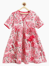 Load image into Gallery viewer, Campana Girls Nihira Flared Kurta - Kantha Floral Print - White &amp; Magenta

