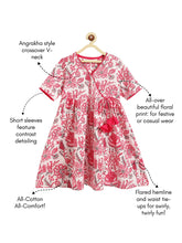 Load image into Gallery viewer, Campana Girls Nihira Flared Kurta - Kantha Floral Print - White &amp; Magenta
