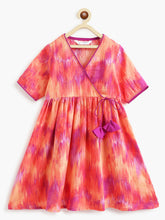 Load image into Gallery viewer, Campana Girls Nihira Flared Kurta - Abstract Print - Orange &amp; Purple
