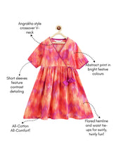 Load image into Gallery viewer, Campana Girls Nihira Flared Kurta - Abstract Print - Orange &amp; Purple
