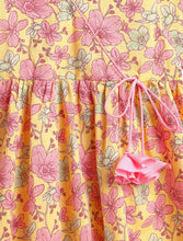 Load image into Gallery viewer, Campana Girls Nihira Cotton Kurta - Seamless Floral Print - Yellow &amp; Pink
