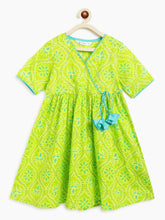 Load image into Gallery viewer, Campana Girls Nihira Pure Cotton Bandhini Print Anarkali Kurta - Lime Green
