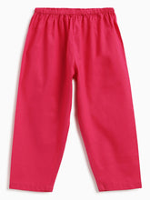 Load image into Gallery viewer, Campana Girls Nihira Kurti with Pants Set - Small Flower Print - Lime Green &amp; Magenta
