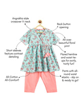 Load image into Gallery viewer, Campana Girls Nihira Kurti with Pants Set - Floral Print - Light Blue &amp; Peach
