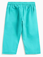 Load image into Gallery viewer, Campana Girls Nihira Floral Printed Kurta Pants Set - Lime &amp; Turquoise Blue

