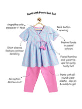 Load image into Gallery viewer, Campana Girls Nihira Cotton Floral Kurta Pants Set - Purple &amp; Pink
