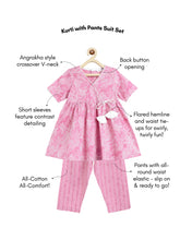 Load image into Gallery viewer, Campana Girls Pure Cotton Nihira Floral Printed Kurti with Pants Set - Light Purple
