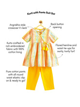 Load image into Gallery viewer, Campana Girls Nihira Sequin Embroidered &amp; Printed Kurti Pants Set - Multicolour &amp; Yellow

