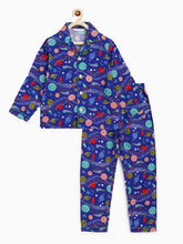 Load image into Gallery viewer, Campana Kids 100% Cotton Nightsuit - Space Adventure Print - Blue &amp; Green

