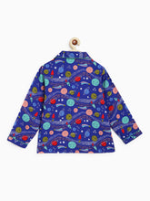 Load image into Gallery viewer, Campana Kids 100% Cotton Nightsuit - Space Adventure Print - Blue &amp; Green
