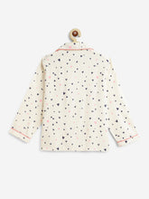 Load image into Gallery viewer, Campana Girls Rayon Full Sleeves Nightsuit - Little Hearts Print - White &amp; Pink
