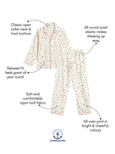 Load image into Gallery viewer, Campana Girls Rayon Full Sleeves Nightsuit - Little Hearts Print - White &amp; Pink
