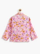 Load image into Gallery viewer, Campana Girls Full Sleeves Nightsuit - Floral Print - Pink
