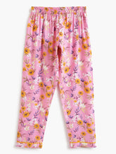 Load image into Gallery viewer, Campana Girls Full Sleeves Nightsuit - Floral Print - Pink
