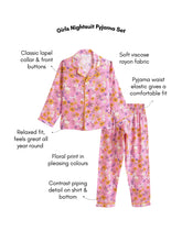 Load image into Gallery viewer, Campana Girls Full Sleeves Floral Printed Nightsuit - Pink &amp; Orange
