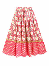 Load image into Gallery viewer, Campana Girls Heera Frilly Lehenga with Angrakha Choli &amp; Dupatta Set - Paisley &amp; Flowers - Pink
