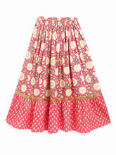 Load image into Gallery viewer, Campana Girls Heera Frilly Lehenga with Angrakha Choli &amp; Dupatta Set - Paisley &amp; Flowers - Pink
