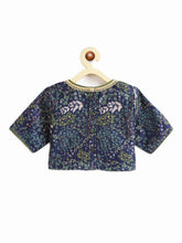 Load image into Gallery viewer, Campana Girls Heera Lehenga Choli with Dupatta Set - Divine Forest Print - Navy Blue
