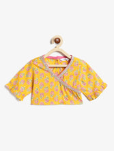 Load image into Gallery viewer, Campana Girls Heera Lehenga Choli Set - Floral Block &amp; Jaal Print - Yellow &amp; Pink
