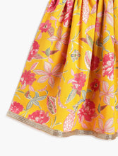 Load image into Gallery viewer, Campana Girls Heera Lehenga Choli Set - Floral Block &amp; Jaal Print - Yellow &amp; Pink

