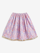 Load image into Gallery viewer, Campana Girls Heera Lehenga Choli Set - Floral Block &amp; Jaal Print - Purple &amp; Peach

