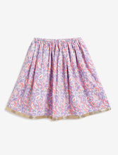 Load image into Gallery viewer, Campana Girls Heera Lehenga Choli Set - Floral Block &amp; Jaal Print - Purple &amp; Peach
