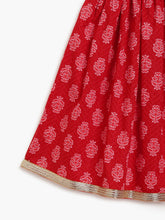 Load image into Gallery viewer, Campana Girls Heera Pure Cotton Geometric Print Lehenga Choli Set - Red
