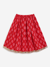 Load image into Gallery viewer, Campana Girls Heera Pure Cotton Geometric Print Lehenga Choli Set - Red
