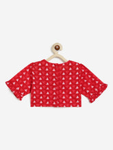 Load image into Gallery viewer, Campana Girls Heera Pure Cotton Geometric Print Lehenga Choli Set - Red
