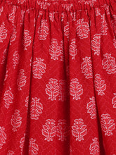 Load image into Gallery viewer, Campana Girls Heera Pure Cotton Geometric Print Lehenga Choli Set - Red
