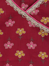 Load image into Gallery viewer, Campana Girls Heera Pure Cotton Block Print Lehenga Choli Set - Maroon
