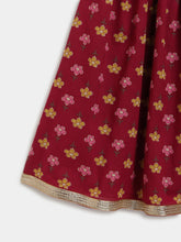 Load image into Gallery viewer, Campana Girls Heera Pure Cotton Block Print Lehenga Choli Set - Maroon
