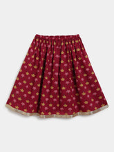 Load image into Gallery viewer, Campana Girls Heera Pure Cotton Block Print Lehenga Choli Set - Maroon
