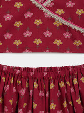 Load image into Gallery viewer, Campana Girls Heera Pure Cotton Block Print Lehenga Choli Set - Maroon
