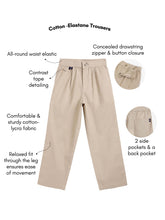 Load image into Gallery viewer, Campana Boys Cotton-Lycra Relax Fit Pants - Brown
