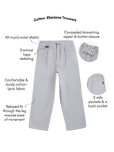 Load image into Gallery viewer, Campana Boys Hugo Cotton-Lycra Relax Fit Pants - Light Grey
