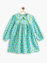 Load image into Gallery viewer, Campana Girls Callie Dress With Collar - Strawberries Print - Turquoise Blue
