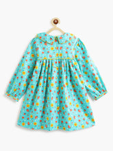 Load image into Gallery viewer, Campana Girls Callie Dress With Collar - Strawberries Print - Turquoise Blue
