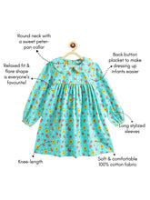 Load image into Gallery viewer, Campana Girls Callie Dress With Collar - Strawberries Print - Turquoise Blue
