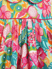 Load image into Gallery viewer, Campana Girls Callie Short Sleeves Dress With Collar - Tropical Paradise Print - Pink &amp; Multicolour
