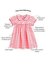 Load image into Gallery viewer, Campana Girls Callie Pure Cotton Checked Dress With Collar - Pink &amp; Red
