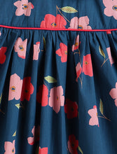 Load image into Gallery viewer, Campana Girls Callie Pure Cotton Floral Printed Dress With Collar - Navy Blue
