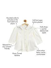 Load image into Gallery viewer, Campana Girls Aria Pure Cotton Pleated Top - White
