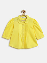 Load image into Gallery viewer, Campana Girls Aria Pure Cotton Pleated Top - Lemon Yellow
