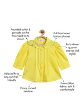 Load image into Gallery viewer, Campana Girls Aria Pure Cotton Pleated Top - Lemon Yellow
