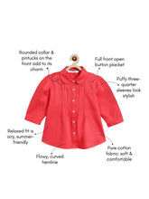 Load image into Gallery viewer, Campana Girls Aria Pure Cotton Pleated Top - Peach
