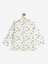 Load image into Gallery viewer, Campana Kids Appu Cotton Nightsuit - Baby Elephants Print - White &amp; Green
