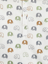 Load image into Gallery viewer, Campana Kids Appu Cotton Nightsuit - Baby Elephants Print - White &amp; Green
